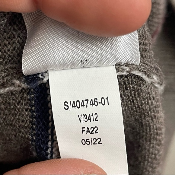 Banana Republic Merino Wool Sweater Mens L brown maroon Stripe Thin Crew Neck - Picture 4 of 9